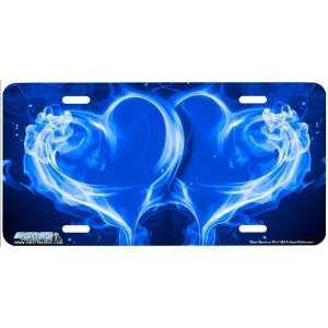  426 Blue Hearts on Fire Heart Airbrushed License Plates 