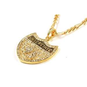  Iced Out I 95 Hip Hop Pendant w/24 Figaro Chain New Gold 