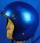 Vintage 1960s Blue Sparkle Glitter Motorcycle Helmet AMA Approved XL