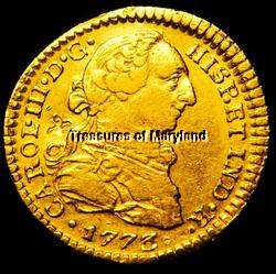 OLD US $1 GOLD COIN 1773 MEXICO COLONIAL 1 ESCUDO DOUBLOON 22K PURE 