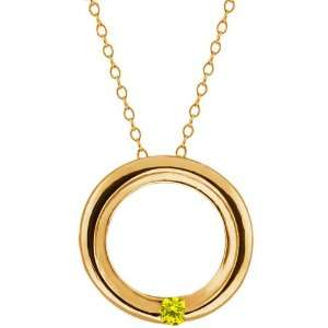  Round Canary Diamond 18k Yellow Gold Circle Pendant 