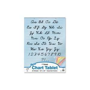  Colored Paper Charts,Cursive Cover,1 Ruled,24x32 