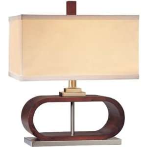  Dark Walnut Lamp With Square Shade