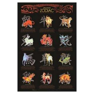    Asian Oriental Chinese Zodiac Poster 24 x 36 All 12 Animals