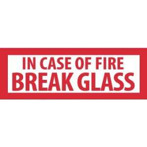 Labels, In Case Of Fire Break Glass, 1 3/4X5, Adhesive Vinyl  