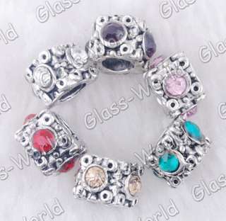 30PCS Charms Silver Rhinestone Space Beads 4.5MM Hole NO.10D2 