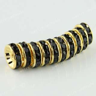 100X BLACK CRYSTAL SPACER GOLD BEAD DIY FINDING 10MM  