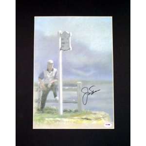  Signed Jack Nicklaus Picture   Lithograph w Matting PSA 