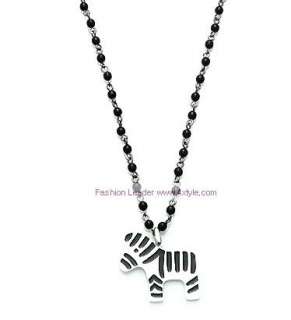 Korean Cute Zebra Black Bead Fashion Long Necklace Z102  
