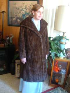Vintage Genuine Mink Fur Coat Full Length Swing 3 Way Collar 1950s 