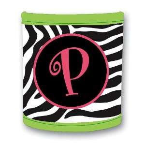  Koozie Pink Zebra Monogram P