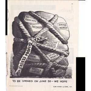 Ayer & Son Inc Excess Profits Tax Cartoon 1953 Original Vintage 