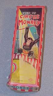 Vintage Toy Wind Up Circus Monkey T N JAPAN 46778  