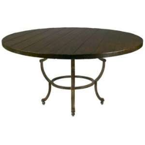   Iron Dining Table w/ 60 Round Wood Plank Top Furniture & Decor