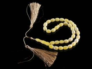 ROYAL WHITE Islamic 33 Prayer Olive Shape Beads 10x8mm Genuine BALTIC 