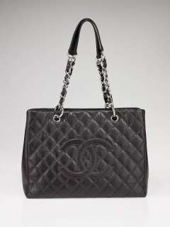 Chanel Dark Brown Quilted Caviar Leather Grand Shopping Tote Bag 