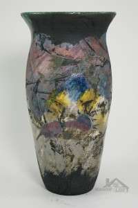 Artist Signed Handcrafted Raku Glazed Vase Pottery RB121810 49 by Ron 