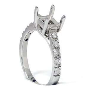 Diamond Engagement Ring Semi Mount Princess Cut Setting Pave Cathedral 