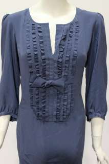 Nanette Lepore womens gypsy colt petrol blue ruffled silk dress 8 $378 