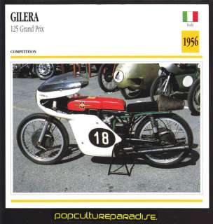 1956 GILERA 125 Grand Prix MOTORCYCLE Picture Fact CARD  