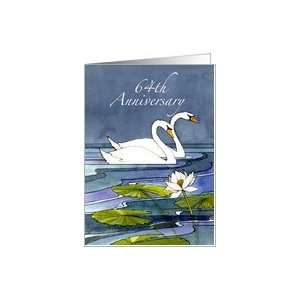  64th Wedding Anniversary Swans Card Health & Personal 