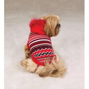  Dog Holiday Striped Hoodie Sweater   Red   X Small 
