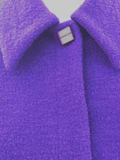 THIERRY MUGLER Size 12 Purple Wool Fluff Jacket  