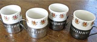   handles. Ceramic Cups with floral trim. Made in Brazil by Bellini