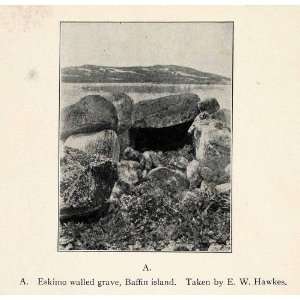 1916 Halftone Print Eskimo Walled Grave Baffin Island Labrador Rocks 