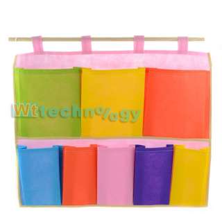 New 8 Different Size Pockets Canvas Wall Hanging Storage Bag Organizer 