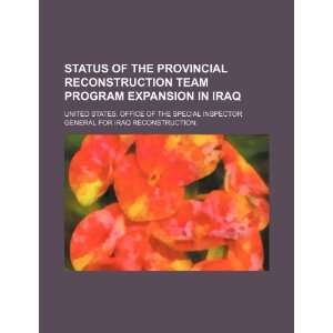  Status of the Provincial Reconstruction Team Program 