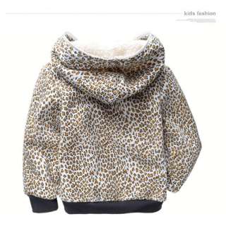 Fashion Girls Leopard Print Berber Fleece Hooded Zip Winter Coat 2 7 