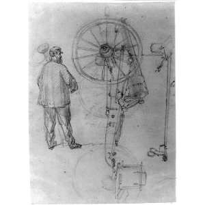  Sketch of a cannoneer,a cannon