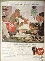 1944 WWII Coca Cola Soda Fountain Jerk Soldier Coke AD  