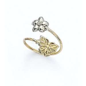  14K WHITE & YELLOW FLOWER/BFLY TOE RING   GH24389 Jewelry