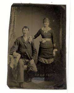 Couple Joe Nancy Kabler Tin Ferrotype Photo 1870’s 80’s  