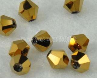   100pcs Faceted Bicone Glass Bead Many Color Available 4mm  