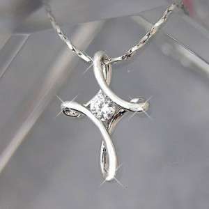 18K White gold plated Cross Womans Necklaces L06  