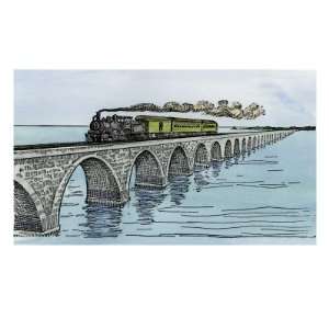 First Train over the Key West Railroad, Florida Travel Premium Poster 