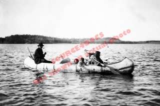 1913 OJIBWA INDIANS Native American Canoe Photo  