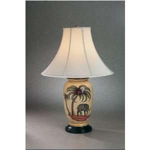  Elephant And Palm Hand painted Porcelain Table Lamp