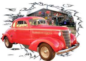 You are bidding on 1 1938 Red Chevy Coupe b Custom Hot Rod Garage 