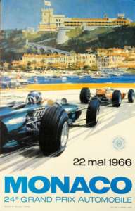 Monaco Grand Prix 1966 poster late printing on linen  