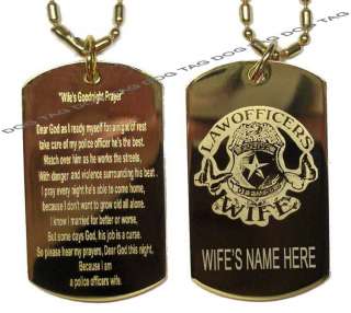   OFFICERS WIFE GOOD NIGHT PRAYER + WIFES NAME ENGRAVED AT FRONT
