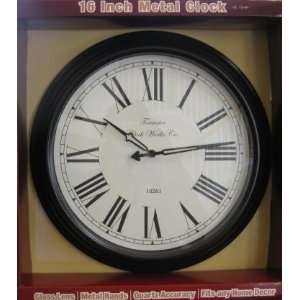  16 Inch Metal Clock with Roman Numerals