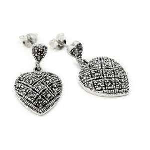   Silver Marcasite Earrings With Elegant Hand Set Stones Jewelry