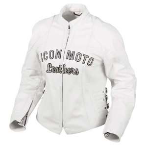  Icon Womens Bombshell Leather Motorcycle Jacket White 