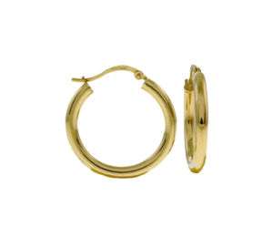   Yellow Gold Hoop Earrings 2.30 mm Thick 0.80 inches (20.3 mm) Diameter