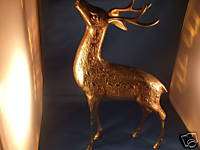 Brass Antique Sculpture Collectible Deer Looking Upward  