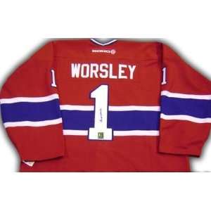  Gump Worsley autographed Hockey Jersey (Montreal Canadiens 